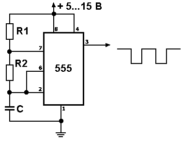 relaxation oscillator based on 555 timer